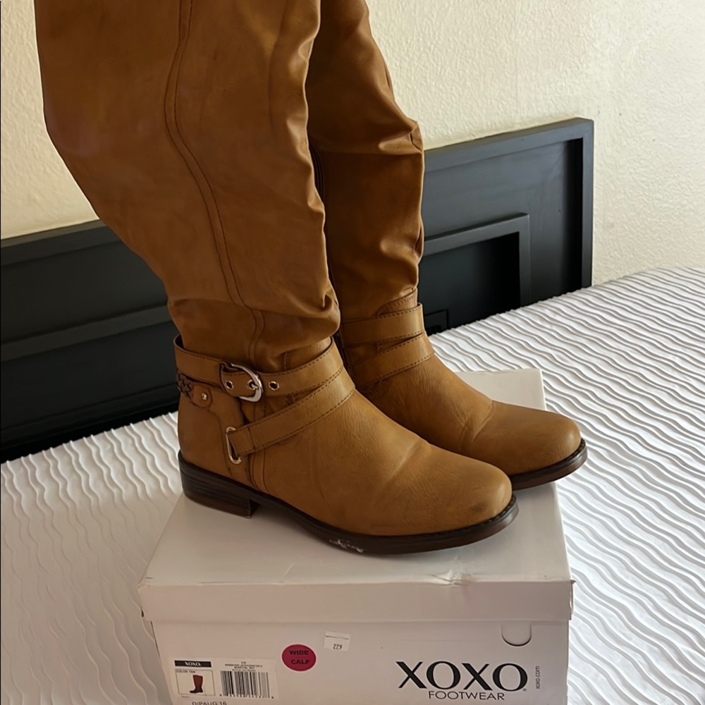 XOXO Tan Heeled Boots with Stylish Design